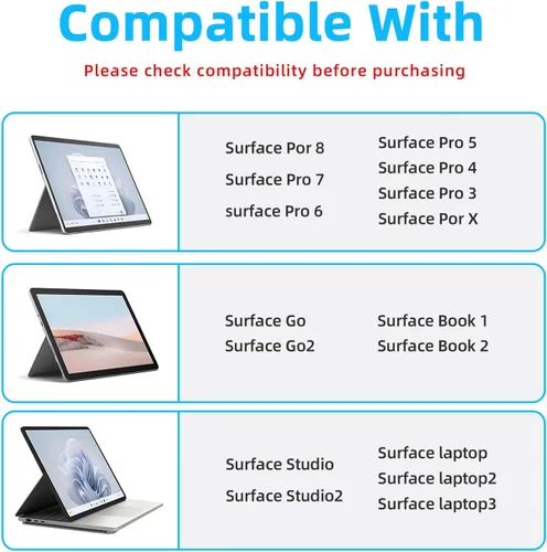 Vista 2 de Lápiz óptico para Microsoft Surface Pro 12/11/10/9/8/7/6/5/4/Go, presión 1024 Rechazo de palma No requiere Bluetooth Puntas reemplazables Botones