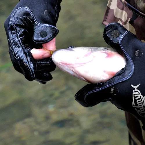 Vista 3 de Palmyth Guantes de pesca de neopreno para hombres y mujeres con 3 dedos sin puntas, flexibles, ideales para fotografía, pesca con mosca, pesca