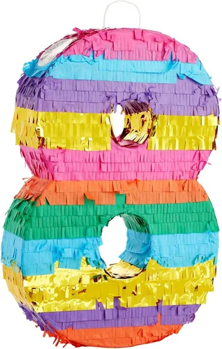 Vista 14 de BLUE PANDA Piñata arcoíris número 0 diseño de mariposa – 11.4 x 16.5 x 3 pulgadas, multicolor – Construcción de papel corrugado fácil de rellenar