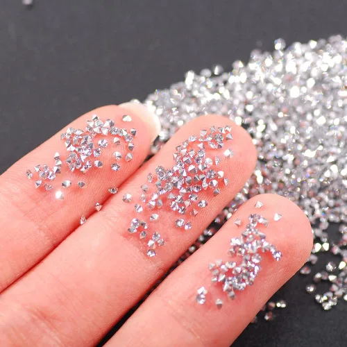 Vista 12 de 5000 cuentas de diamantes de imitación de cristal de diamante ultra mini de 0.044 pulgadas con parte trasera plana, cristales iridiscentes, brillo