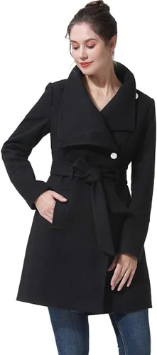 Vista 2 de BGSD Gabardina para caminar con cinturón con capucha y mezcla de lana Bel para mujer (también disponible en tallas grandes y pequeñas)