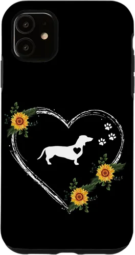 Vista 8 de Dachshund Heartbeat With Paw Prints On Black Case for iPhone 16