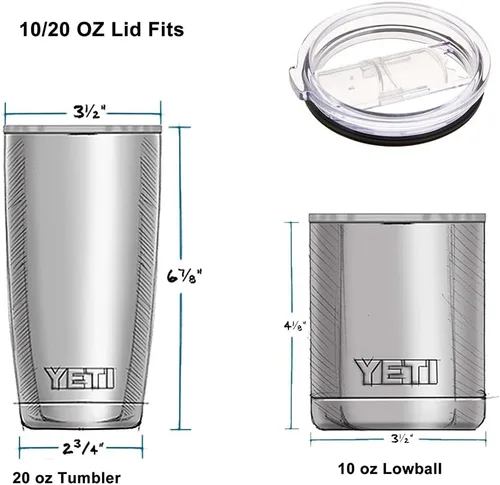 Vista 2 de Tapa de vaso para vasos Yeti Rambler de 20 onzas y 10 onzas, a prueba de salpicaduras y apto para popote (solo tapa), 20 onzas