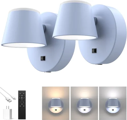 Vista 16 de URSOLA Aplique de pared que funciona con pilas con control remoto, lámpara de pared recargable con batería LED de 9000mAh, 3CCT y ajustable