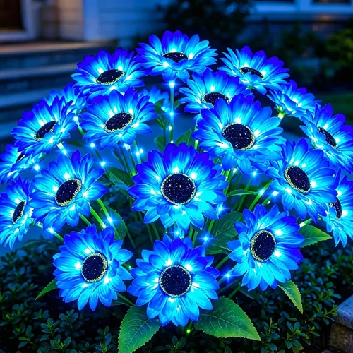 Vista 18 de MRHEPHAESTUS Luces solares de jardín, flores de delfinio 2 unidades 40 LEDs, luces impermeables para exteriores, dos modos de iluminación