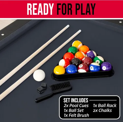 Vista 3 de GoSports 6, 7, or 8 ft Portable Billiards Tables - No Assembly, Includes Set of Balls, 2 Cue Sticks, Chalk, Felt Brush
