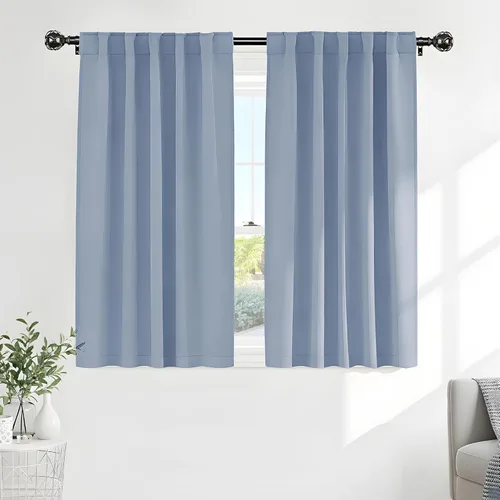 Vista 107 de PONY DANCE Cortinas cortas con aislamiento térmico para ventana pequeña, para guardería, baño, cocina, lavandería, caravana, sótano, 29 pulgadas