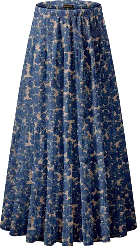 Vista 32 de NASHALYLY - Faldas largas de gasa, acampanadas, plisadas, con cintura alta y elástica para mujer Albaricoque Rosa Floral