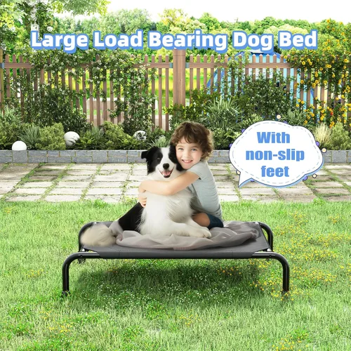 Vista 3 de Simple Trending Cama elevada para perros pequeños, cuna elevada impermeable para perros, cama refrescante para mascotas al aire libre, 36.5" x Negro