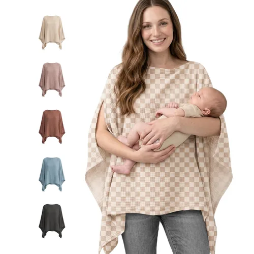 Vista 15 de Konssy - Funda de lactancia de muselina para mujer, poncho de privacidad completa de 360°
