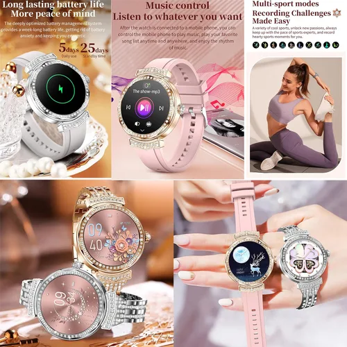 Vista 7 de Reloj inteligente (respuesta/haz llamadas) para mujeres, reloj inteligente AMOLED de 1.32 pulgadas para Android y para iPhone, rastreador