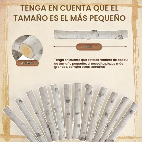 Vista 2 de Troncos de abedul, paquete de 12 troncos de madera de abedul, ramas de abedul para decoración de chimeneas, manualidades