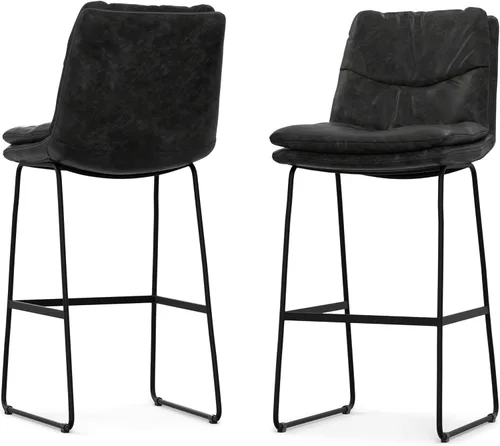 Vista 33 de SIMPLIHOME Randolph Taburetes de mostrador (juego de 2) taburetes de bar tapizados de madera curvada de 28 pulgadas de altura del asiento en tela