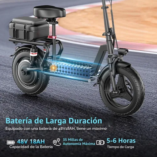 Vista 3 de Scooter eléctrico con asiento para adultos, scooter de largo Negro
