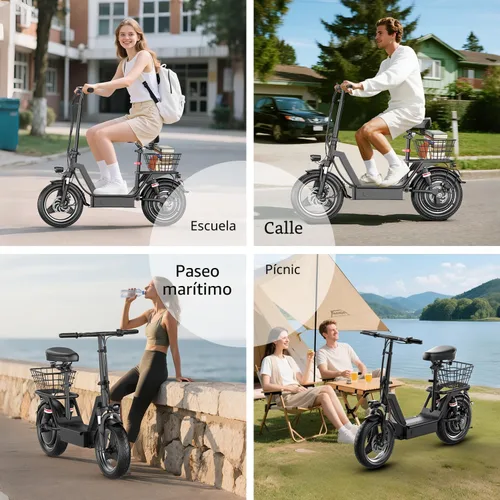 Vista 9 de Electric Scooter Adults with Seat, 1000W Peak Motor, 35 Miles Range, 25MPH Top Speed, 14" Foldable E-Scooter with Seat and Basket for Cargo, Dual