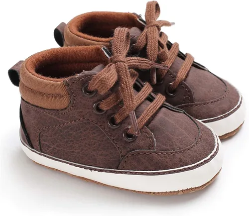 Vista 4 de BENHERO Baby Girls Boys PU Leather Shoes Toddler Infant First Walker Soft Sole High-Top Ankle Sneakers Newborn Crib Shoes