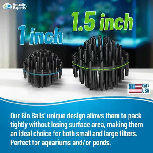Vista 3 de Aquatic Experts Bio Balls - Medios de filtración, bola biológica pequeña de 1 pulgada para estanques y filtros de acuario, medios de filtro
