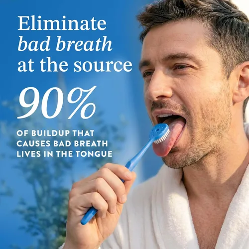 Vista 4 de Mouthology Cepillo de Lengua y Raspador de Lengua (Paquete Combo), Reduce el Mal Aliento y Mejora la Higiene Oral, Cepillo Raspador de Lengua