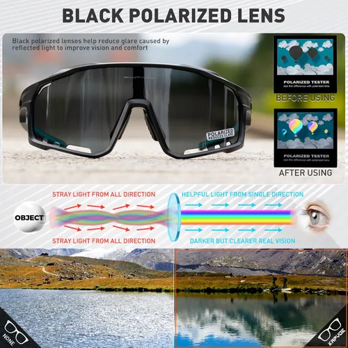 Vista 3 de KAPVOE 3 Lens Cycling Sunglasses Men Women K76