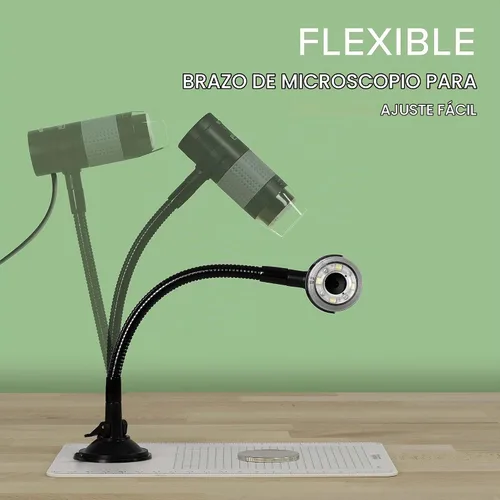 Vista 5 de Plugable - Microscopio digital USB 250x, cámara micro de 2 Mpx con brazo flexible y soporte - Microscopio USB y USB-C portátil, compatible