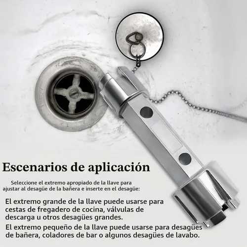 Vista 6 de Llave de desagüe de bañera, llave de drenaje resistente, llave de aleación de aluminio para instalar y quitar la mayoría de desagües de baño y ducha