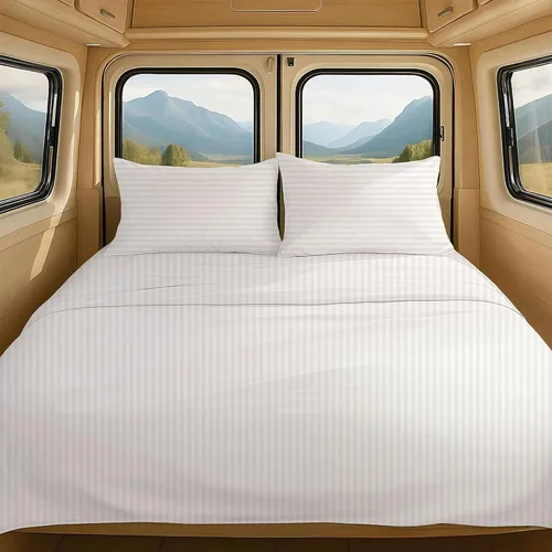 Vista 28 de NON Sticky cotton Juego de sábanas cortas de algodón egipcio de alta calidad para caravana, 4 piezas, bolsillo profundo de 12 pulgadas, suave, fácil