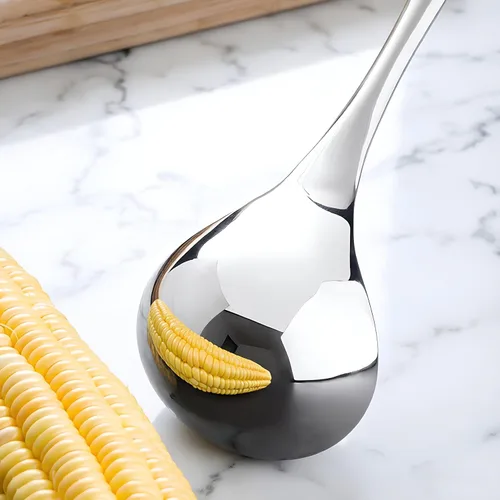 Vista 7 de Cuchara pequeña para salsa, cucharón de acero inoxidable 304 de 8 pulgadas con mango hueco, paquete de 1