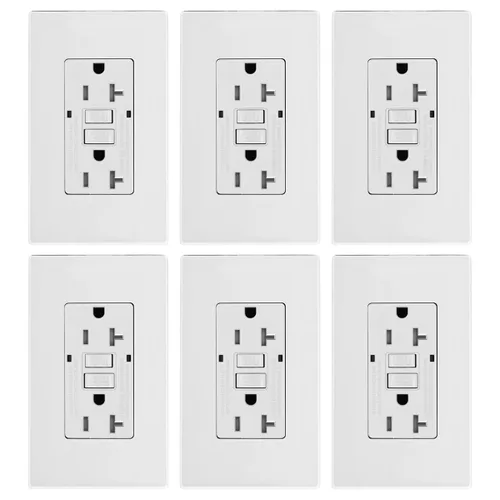 Vista 21 de Micmi Salida GFCI, receptáculo GFI resistente a manipulaciones con indicador LED, interruptor de circuito de falla de tierra de prueba automática