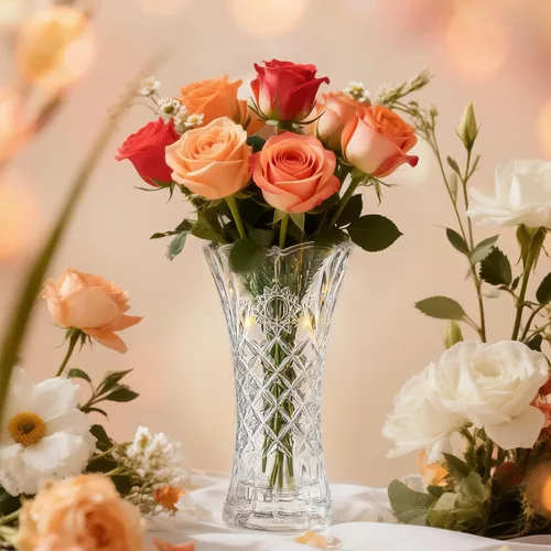 Vista 12 de Kanpura Florero de cristal transparente de 7.6 pulgadas, jarrón de cristal grueso para flores y decoración navideña, diseño de girasol (1 unidad)