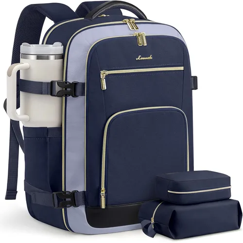 Vista 11 de LOVEVOOK Mochila de viaje para mujer y hombre, Beige, Mochilas de viaje