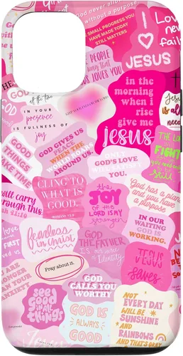 Vista 26 de Funda estética para iPhone 16 con versículos bíblicos cristianos con citas positivas