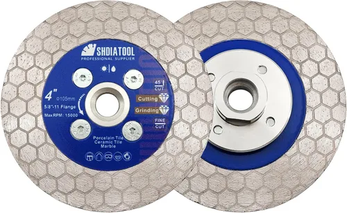 Vista 15 de SHDIATOOL Hoja de sierra de diamante de 4 pulgadas, rueda de disco de molienda de corte de azulejos de 4.134 in para piedra artificial de granito