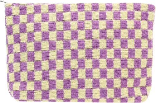 Vista 76 de PAZIMIIK Bolsa de Maquillaje a Cuadros para Bolso Portátil con Cremallera, Estuche Pequeño de Cosméticos para Accesorios de Viaje, Azul Ártico