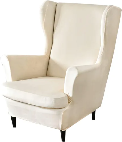 Vista 14 de MIFXIN Wingback - Funda para silla, de terciopelo de 2 piezas, elásticas, con funda de cojín, suave, lavable, protector de muebles para sala