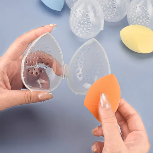Vista 5 de Paquete de 4 esponjas de maquillaje para licuadora de belleza, estuche de viaje para secar y almacenar maquillaje esponja de base de belleza