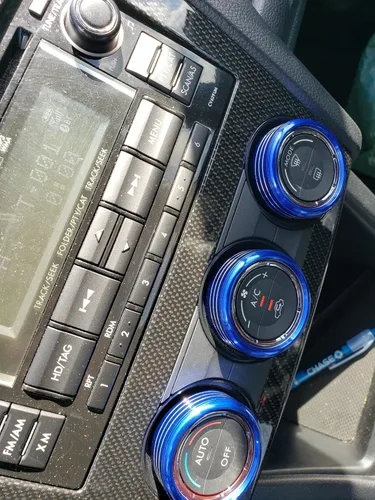 Vista 4 de 3 cubiertas iJDMTOY para ruedas de control de climatizador manual, de aluminio anodizado, Azul