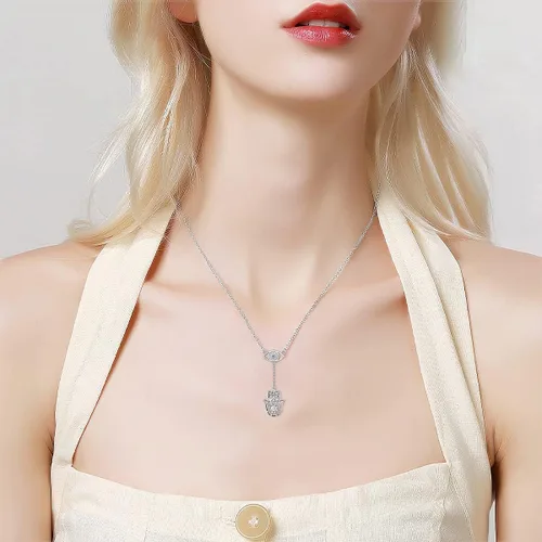 Vista 3 de MEIDERBO Collares de protección Hamsamal de ojocoexisteflor de lotoAnkhojo de HoruselefanteYin Yang collar amuleto espiritual joyería colgante