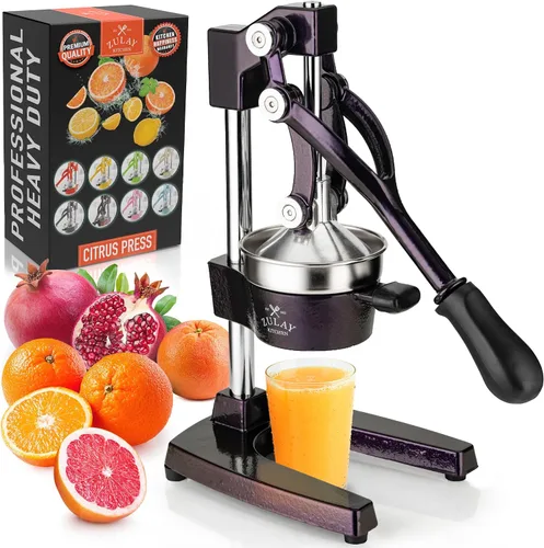Vista 21 de Zulay Kitchen - Exprimidor de hierro fundido, exprimidor manual naranja, prensa de cítricos, color negro 01 - negro