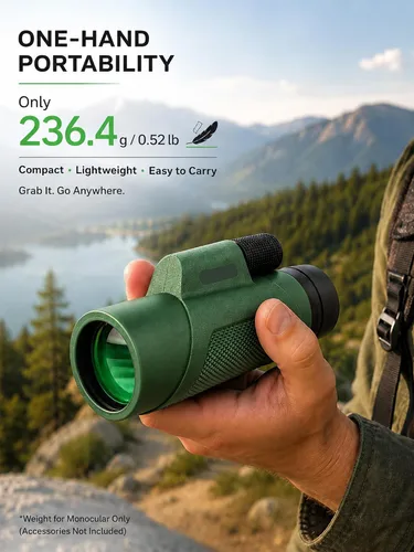 Vista 6 de Monocular de 12x50 para adultos, monocular de alta potencia con BAK4 Verde
