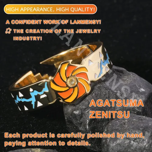 Vista 3 de LANMENSY Demon Slayer Anillos de anime Joyería original de plata de ley 925 "All24 estilos" nuevo Tamaño ajustable Kimetsu No Yaiba Cosplay Moda