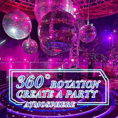Vista 6 de Luz de bola de discoteca, difusor de luz de bola de discoteca de espejo de 5 pulgadas, rotación de 360°, luces de Navidad para fiestas