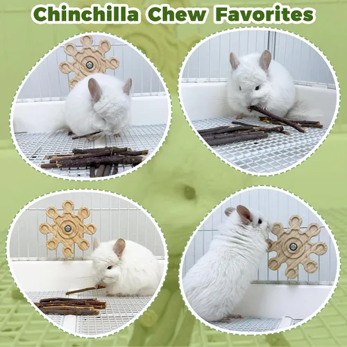 Vista 6 de Juguetes giratorios para masticar Chinchilla y palitos de manzana 2 pzas