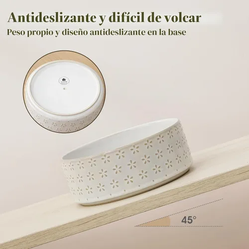 Vista 8 de MALACASA - Cuenco de comida de cerámica para perros, plato de agua para razas medianas, 4 tazas