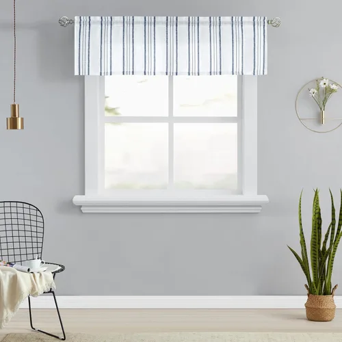 Vista 15 de SXZJTEX Cortinas de cocina para cafetería, cortinas traslúcidas a rayas negras, patrón de rayas finas, estilo rústico, cortinas cortas para baño