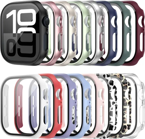 Vista 14 de Paquete de 16 fundas rígidas de PC para Apple Watch de 38 mm Series 3 2 con protector de pantalla de vidrio templado, cubierta protectora 16