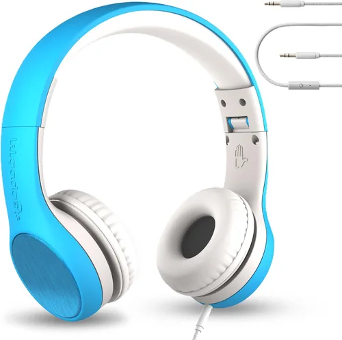 Vista 11 de LILGADGETS Conexión+ estilo prémium volumen limitado con SharePort - Audífonos con cable para niños