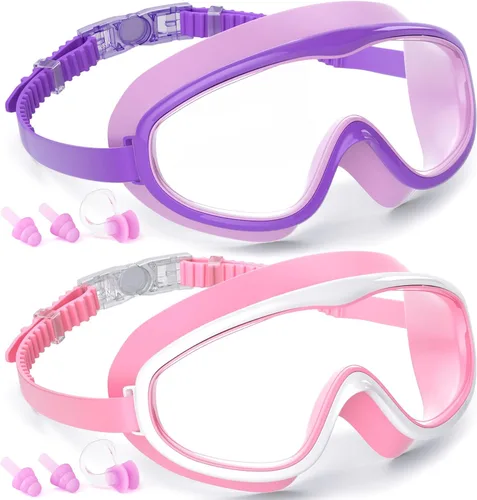 Vista 8 de COOLOO Kids Swim Goggles for Age 3-15, 2 Pack Kids Goggles for Swimming