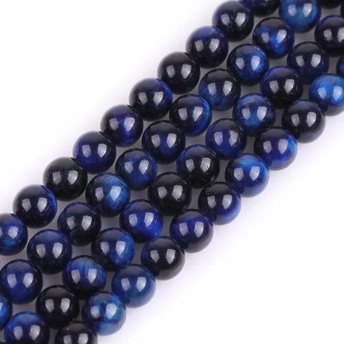 Vista 24 de GEM-Inside - 95 cuentas AA color morado oscuro de amatista de 15 pulgadas por hebra con agujero, piedras preciosas naturales y cuentas de cristal