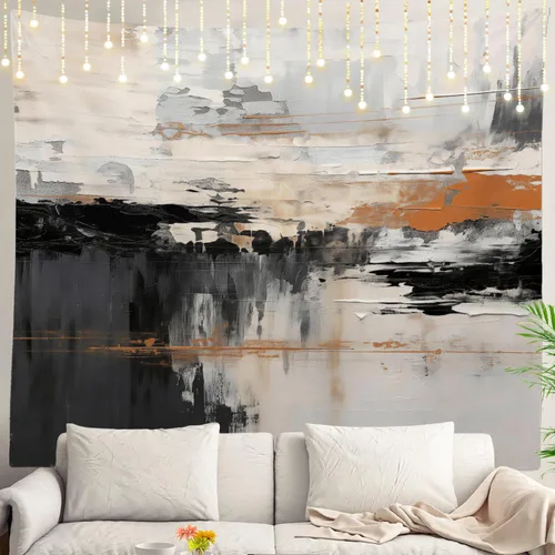 Vista 63 de Shrahala Tapiz de pared de hojas de arce otoñal, hojas rojas llameantes, fondo negro, tapiz grande para colgar en la pared, tapiz decorativo