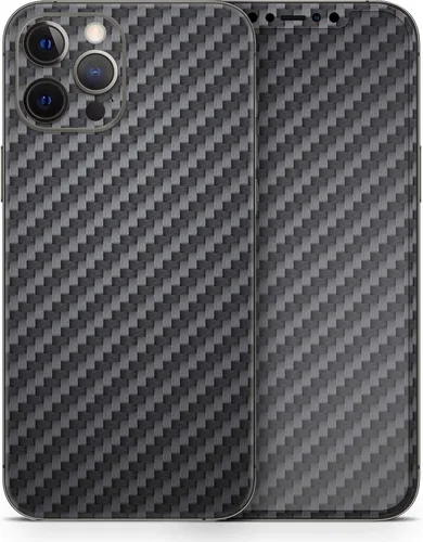 Vista 4 de DesignSkinz Kit de calcomanías de cuerpo completo compatible con iPhone 15 Plus, fibra de carbono negra texturizada